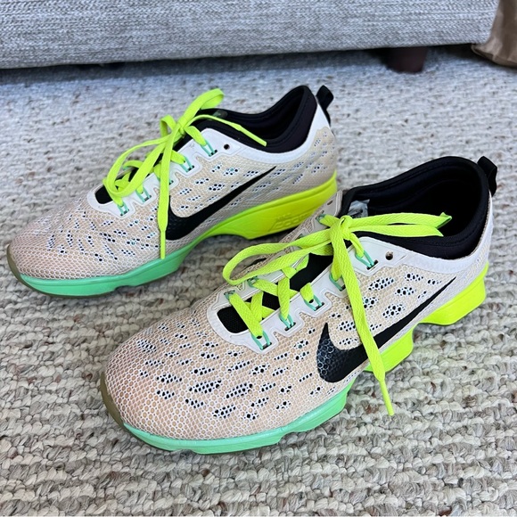 Nike Shoes - Nike Women's Zoom Fit Agility White Green Glow Volt Running Shoes